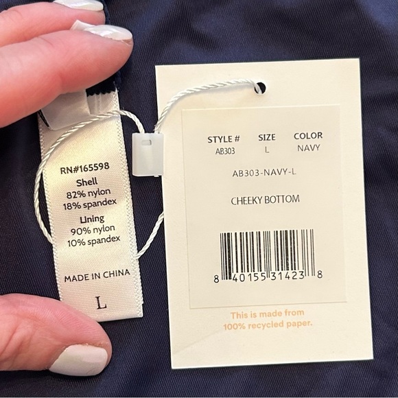 NEW Andie Swim The Cheeky Bikini Bottom Women’s SZ Large Navy Blue Solid - Picture 6 of 7